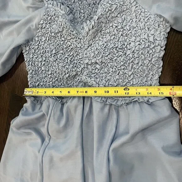 JessaKae Dress Women’s 1X Love Spell Blue Midi Smocked 3/4 Balloon Sleeve - Picture 9 of 10